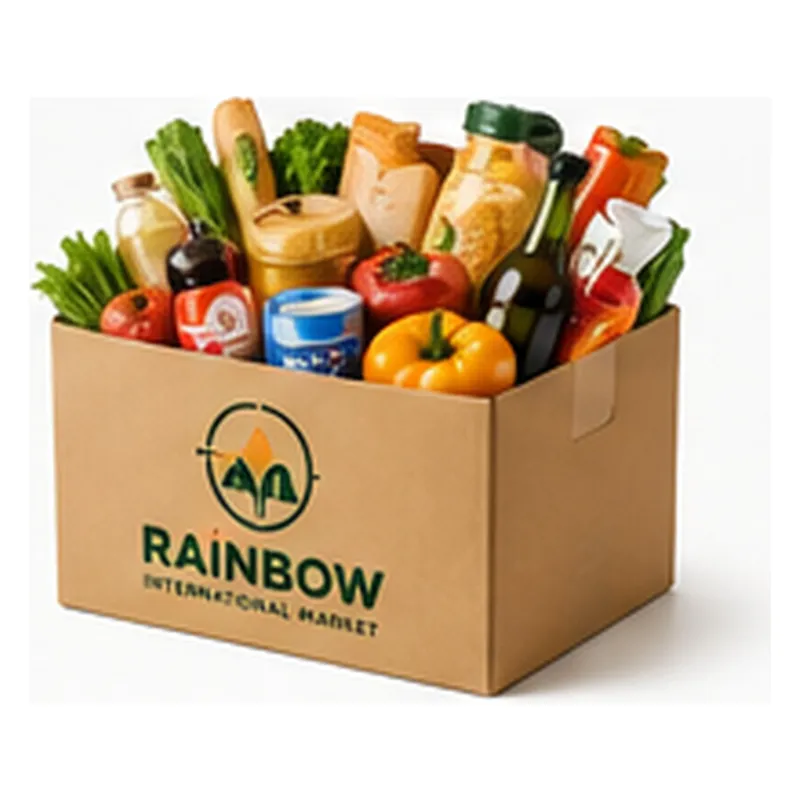 Rainbow Market box packed with groceries