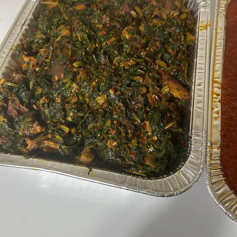 A tray of efo riro spinach stew