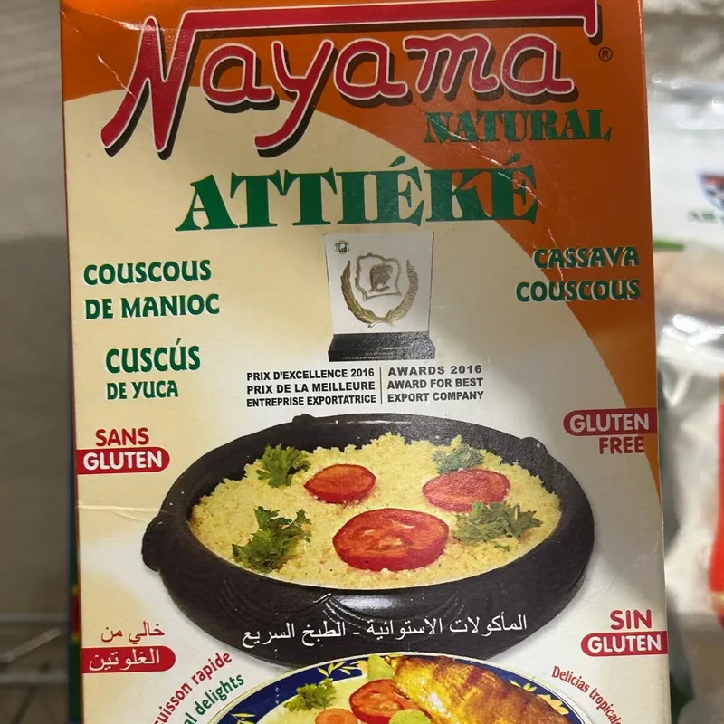 A box of Nayama attiéké cassava couscous